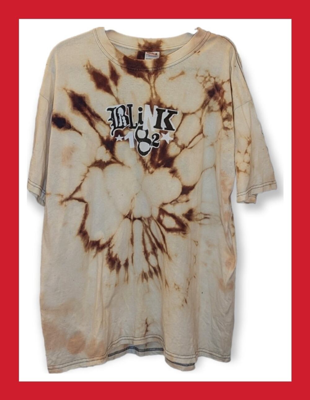 VTG 2000s Blink 182 Stomping Bunny Custom Bleach Tie Dye Tee Punk Rock Mens XL